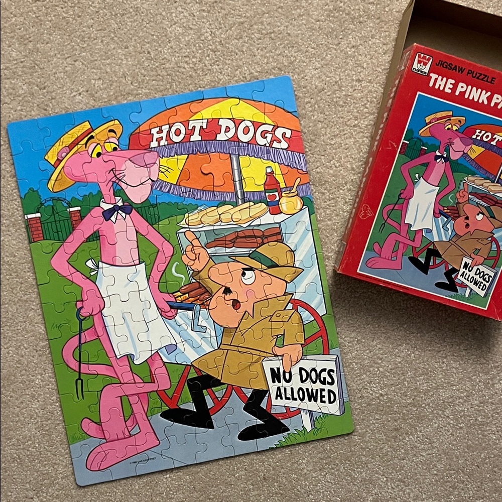 VINTAGE 1980 Pink Panther jigsaw puzzle 🧩 100 large pieces. 14 x 18” GUC